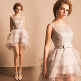 new Elegant Homecoming Dress Asymmetrical Silver Lace Short Sexy Prom Dresses OK364