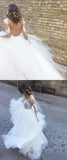 Romantic Ball Gown Long Sleeves Appliques Ivory Tulle Wedding Dresses Bridal Gown OK888