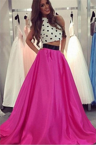 Designer 2 Pieces Halter Long Pretty Prom Evening Dresses K114