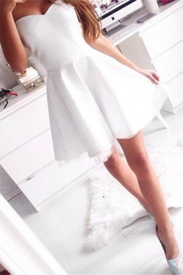 Real Elegant Short White Simple Sweetheart Cute Homecoming Dress K201