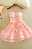 Short Cute Lace Homecoming Dress For Girls K213
