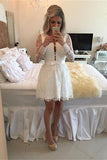 Beaded Charming Long Sleeves White Elegant Homecoming Dress K221