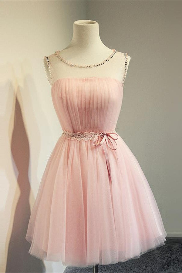Cute Girly Pink Simple Handmade Short Homecoming Dress K246
