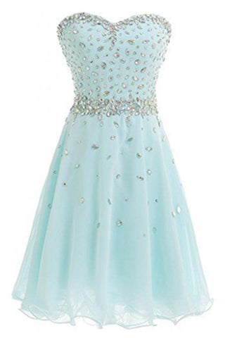 Mint Sweetheart Chiffon Strapless Beading Homecoming Dress K286