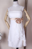 Elegant Simple White Chiffon Short Homecoming Dress K306