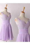 Violet Short Chiffon Beading Homecoming Dress With Straps K343