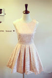 Formal Handmade Lace Short Close Back Homecoming Dress K365