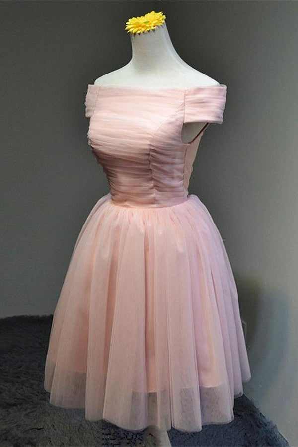 Elegant Beautiful Pink Boat Neckline Lace Up Short Homecoming Dress K368