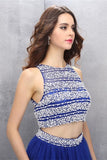 O-neckline Backless Beading Royal Blue Short Homecoming Dress K581