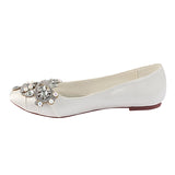 Ivory Flat Beading Wedding Shoes, Satin Wedding Party Shoe For Women L-930