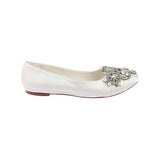 Ivory Flat Beading Wedding Shoes, Satin Wedding Party Shoe For Women L-930