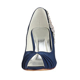 Dark Blue Wedge Wedding Shoes with Rhinestones,Elegant Wedding Party Shoes, L-933