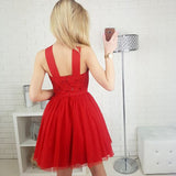 Cute A-Line Straps Red Homecoming Dress,Sleeveless Short Prom Dress With Sequins OK472