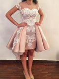 Lace Appliques Homecoming Dress, Hi-Lo Short Prom Dress OKM51