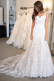 Mermaid Lace Appliques Sweetheart Ivory Wedding Dress With Chapel Train OK1009