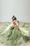 Spaghetti Straps Mint Green Ball Gown Formal Prom Gowns A Line Tulle Evening Dresses OK1447