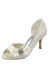 Ivory Lace High Heel Peep Toe Beautiful Wedding Shoes S13