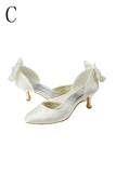 Pink Cute Low Heel Handmade Peep Toe Shoes For Wedding S18