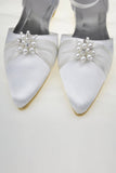 Ivory Pointed Toe Handmade Beading Flats For Women S47