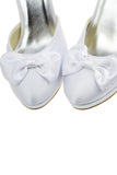 White Ankle Strap Beading High Heel Women Shoes With Bow-Knot S6