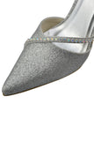 Sequin Shiny Pointed Toe Ankle Strap Shoes For Prom S64