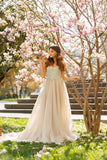Princess A-line Spaghetti Straps Tulle Sweetheart Prom Dress With Lace Appliques OK415