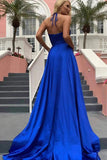 Royal Blue Prom Dress New Arrival Long Side Split Dress Evening Wear OKW29