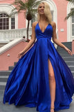 Royal Blue Prom Dress New Elegant Long Side Split Evening Dress OKW29