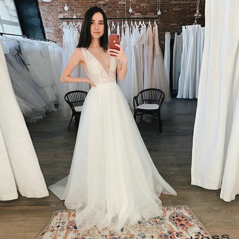 Deep va line wedding dress 2025