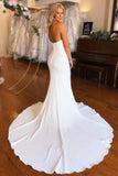 Simple Ivory Mermaid Strapless Court Train Wedding Dresses, Long Bridal Gowns OK1767