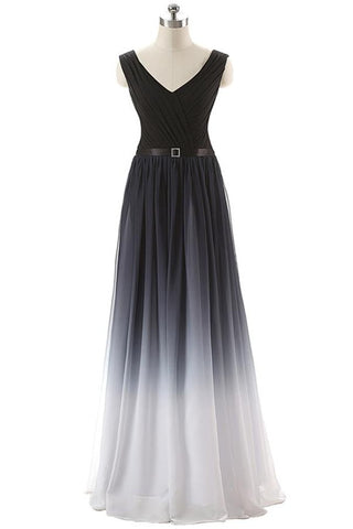 Real Beauty Gradient Chiffon Back Up Lace Prom Dress OK6