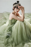 Spaghetti Straps Mint Green Ball Gown Formal Prom Gowns A Line Tulle Evening Dresses OK1447