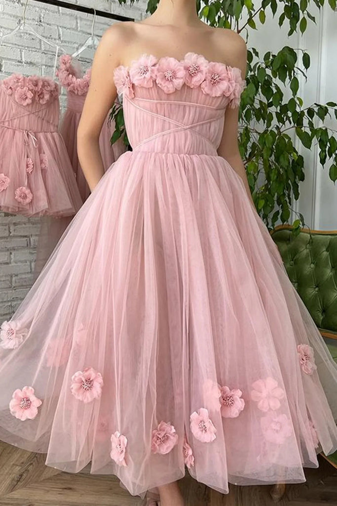 Pink floral sales formal dress