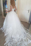 Ball Gown Tulle Wedding Dress new Romantic Bridal Dress With Appliques OKF57