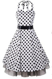 Pretty Halter Classy Polka Dot Vintage Dress For Girls V12