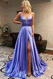 Spaghetti Straps Long Prom Dress  A-line Simple Formal Evening Dress OKT33