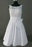 Pretty Simple Cheap Short Lace Wedding Dress With Bow Belt  W5
