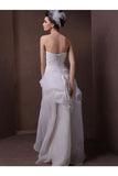Short Front Long Back Strapless Beach Wedding Dresses W9
