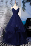 Beautiful Spaghetti Straps V-neck Princess Prom Dress For Teens OK925