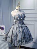 Sweetheart Lace Up Black Beading Tulle Short Homecoming Dress Cute Dress OK914