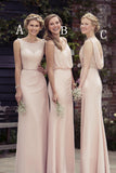 Sexy Chiffon A-Line Cheap Pink Bridesmaid Dress,Long Prom Dress OK237