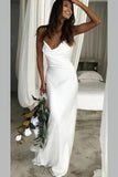 Cowl Neckline Mermaid Spaghetti Straps Long Wedding Dress OK1418