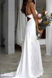 Chic Cowl Neckline Mermaid Spaghetti Straps Long Wedding Dress OK1418