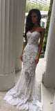 Fashion White Lace Mermaid Sexy Sweetheart Sexy Long Beach Wedding Dress OK184