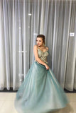 A Line Spagahetti Straps Sweetheart Beades Long Prom Dress Formal Evening Dress OK1376