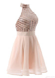 Halter Sequins Short Prom Dress,Backless Mini Homecoming Dresses,Cocktail Dresses OK496