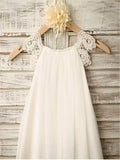 Ivory A-line Scoop Sleeveless Chiffon Floor-Length Flower Girl Dress OK716