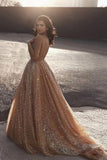 Sparkly A Line Elegant Long Prom Dresses, Evening Party Dresses OKP68