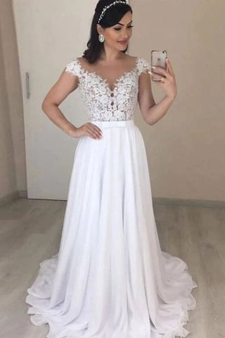 Gorgeous Lace Applique Wedding Dress Boat Neck Long Sleeve Chapel
