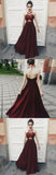 Sexy Halter Dark Burgundy Long Sleeveless Prom Dress with Appliques OK733